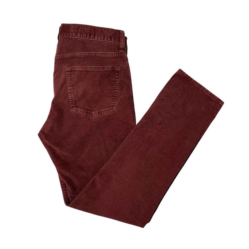 J Crew 770 Corduroy Pants Men 30x30 Burgundy Straight Leg Stretch Preppy Classic
